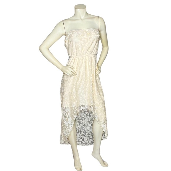 Trixxi Strapless Pale yellow lace dress Sz M - Picture 1 of 6